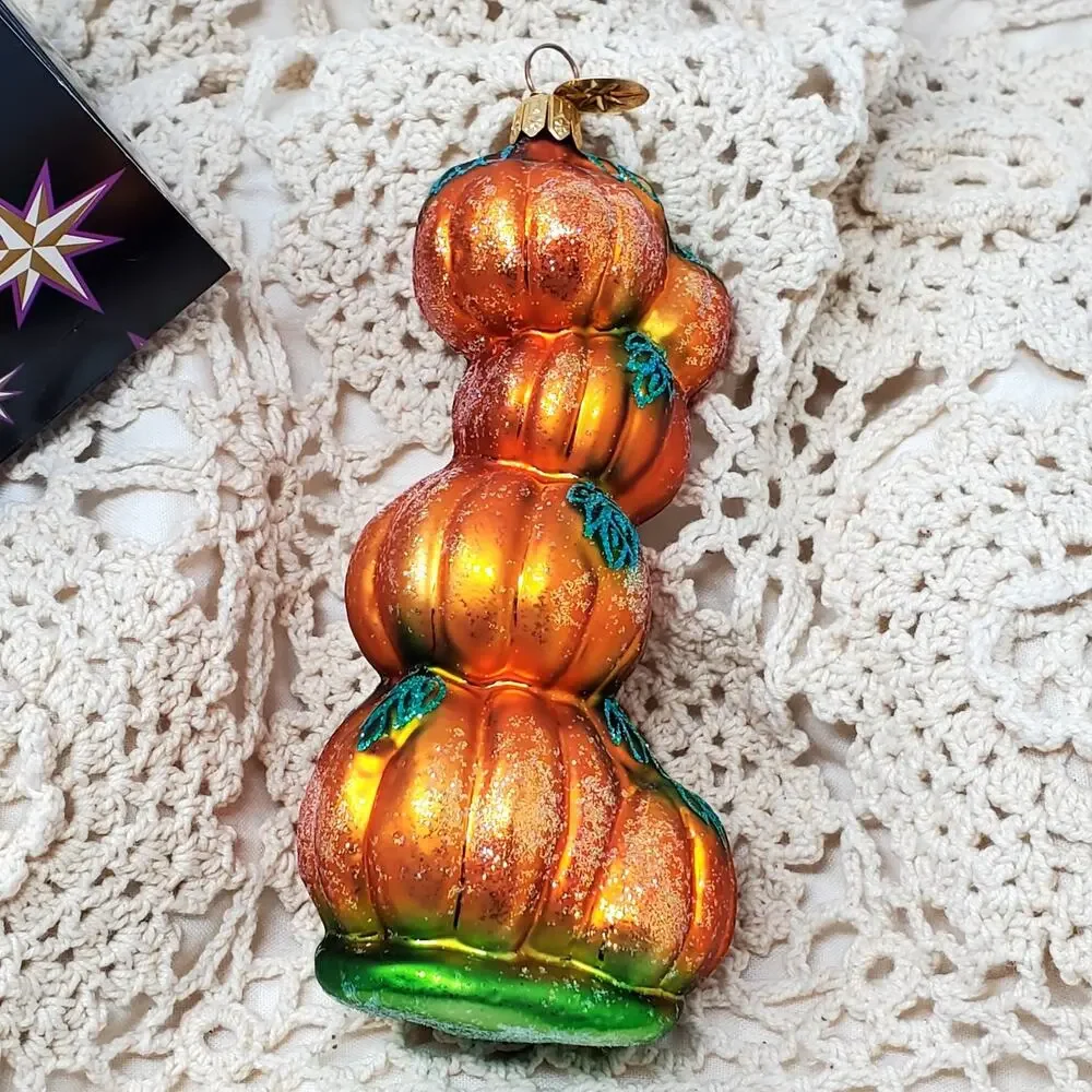 Christopher Radko Stack O Lanterns Halloween Pumpkins Glass Christmas Ornaments